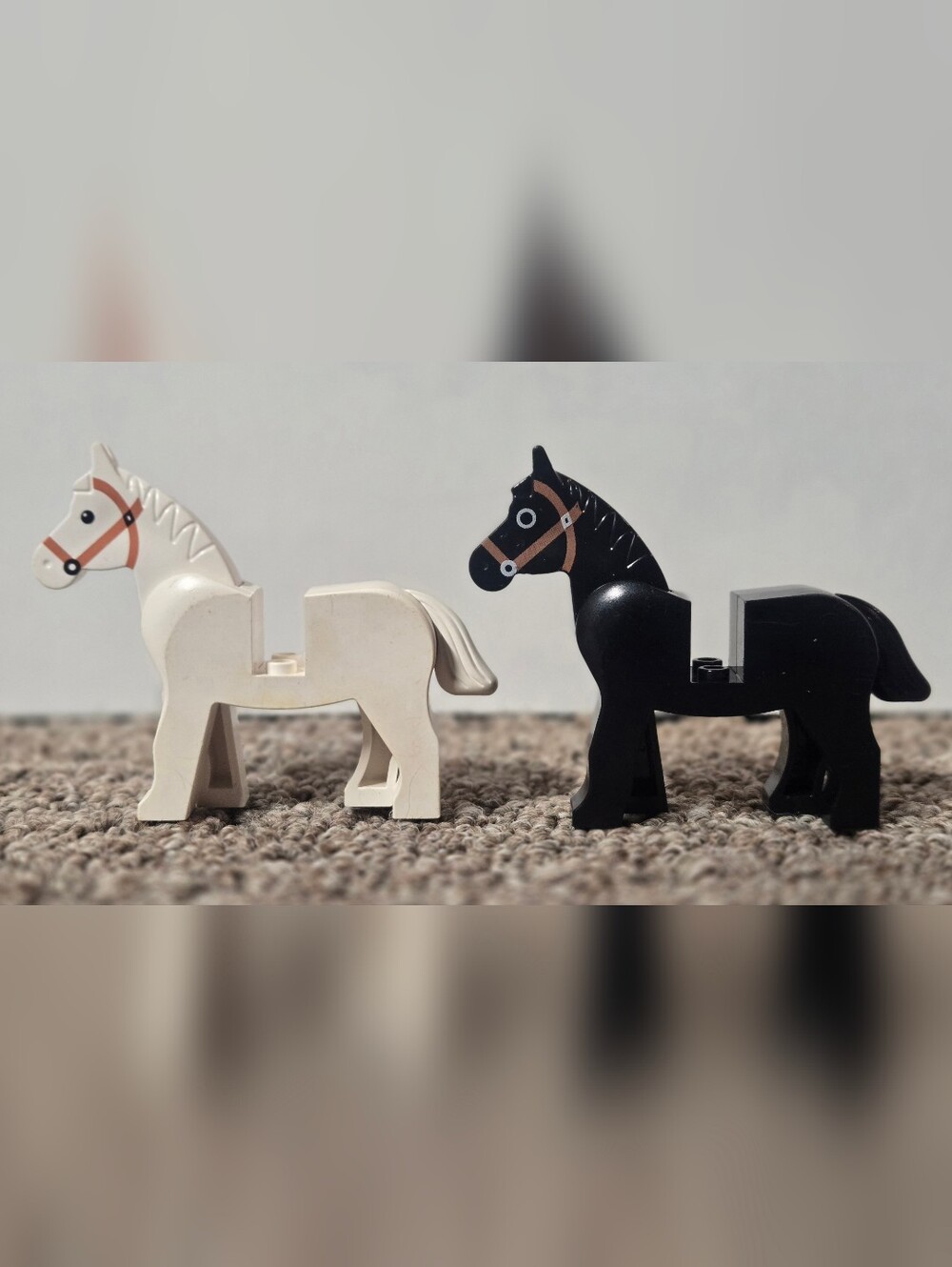 Black and Cream Lego Horse Figurines - Set Of 2